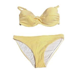 Yellow Striped Bikini Underwire Swimsuit Set